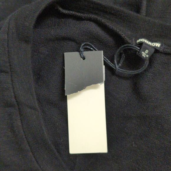 NWT Monrow Black Long Sleeve Ruched V Neck Knit Dress USA Made Revolve Size S - Picture 8 of 11